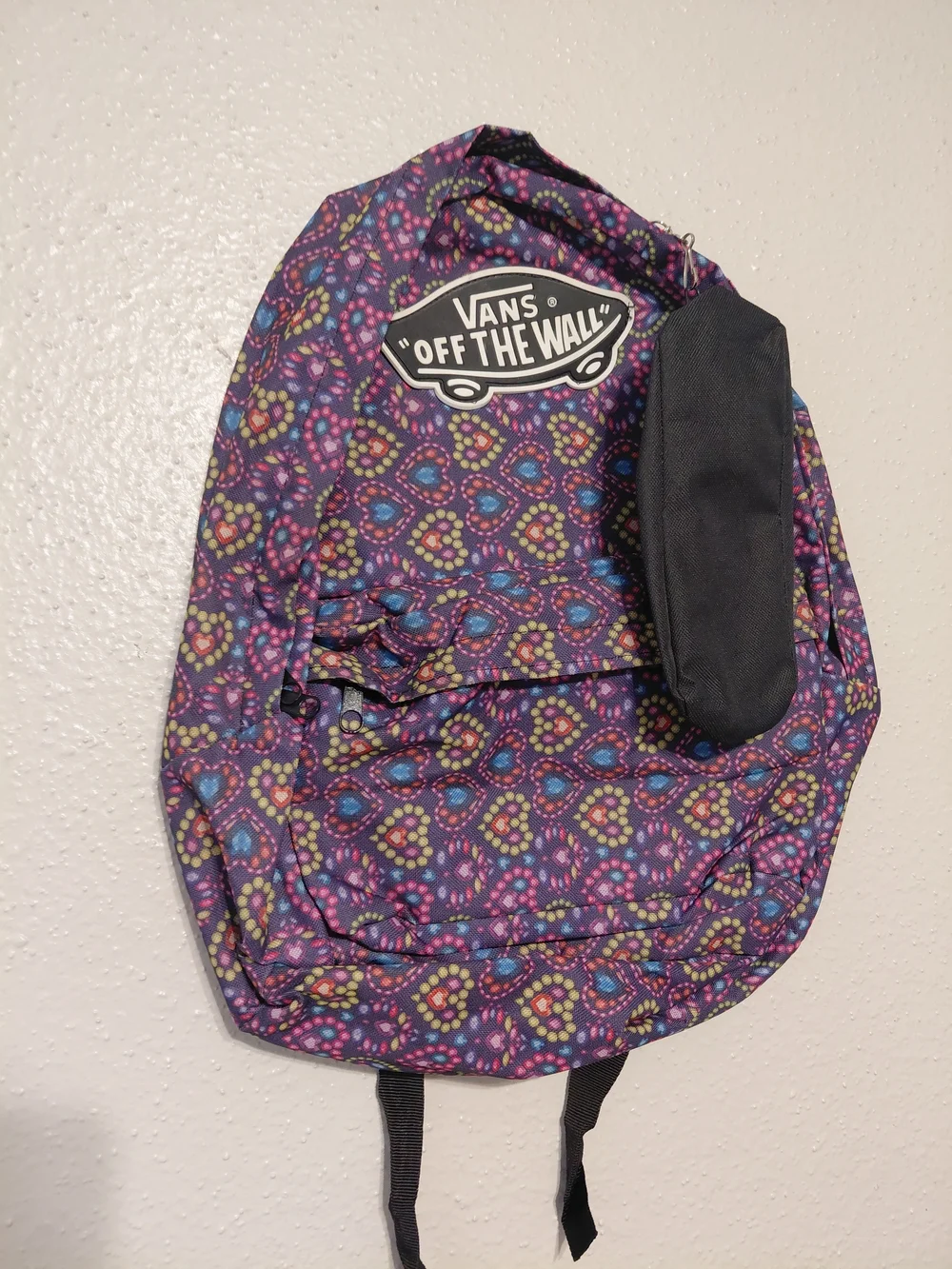Vans Purple Patterned Backpack with Black Pouch